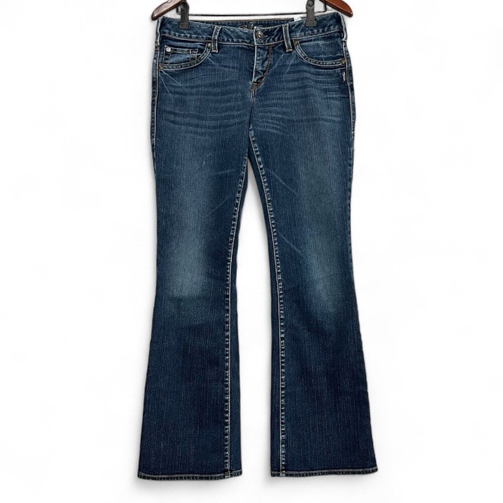 Silver Jeans Women Size 29x31 Blue Aiko Bootcut Faded Low Rise Denim Medium Wash